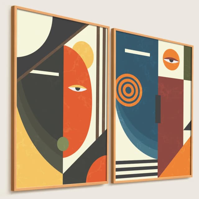 Kit Quadros Decorativos Abstract Cubism