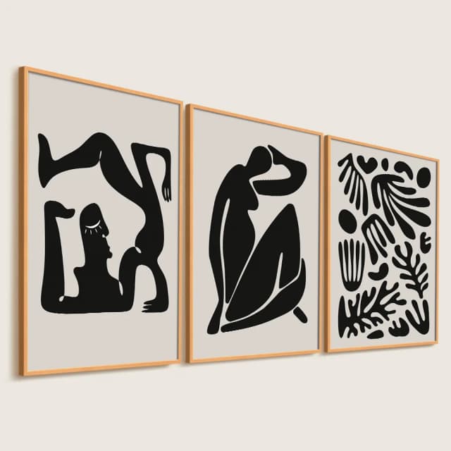 Kit Quadros Decorativos Henry Matisse Escultura BW